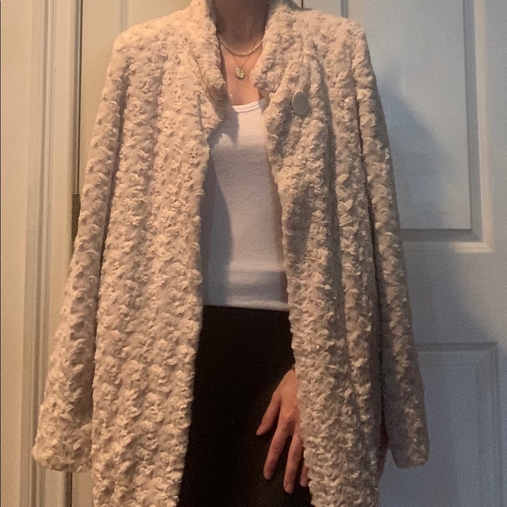 Glamorous Dennis Basso faux Persian lamb coat